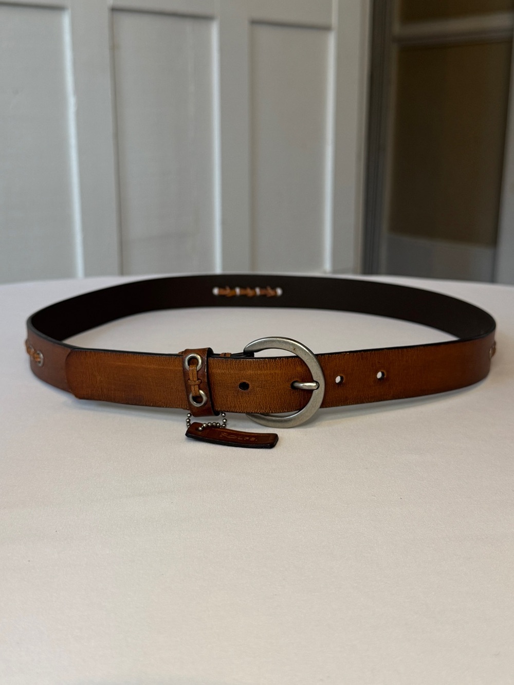 Rolfs Tan Brown Leather Belt Western Whipstitch Boho Women's Size XL